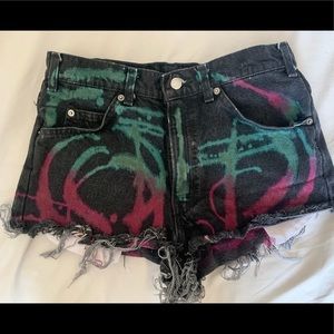 Levi’s customized black tie dye jean shorts